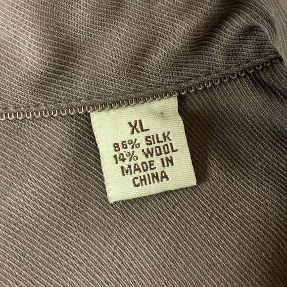 Tommy Bahama Mens Shirt XL Chocolate Brown Silk Wool Long Sleeve Button Down - Picture 6 of 8